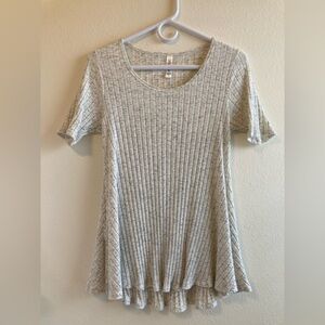 LuLaRoe Oatmeal and Light Gray Ribbed Perfect T Size XS